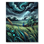 Stormy Peacock Plume Electric Lightning Rug