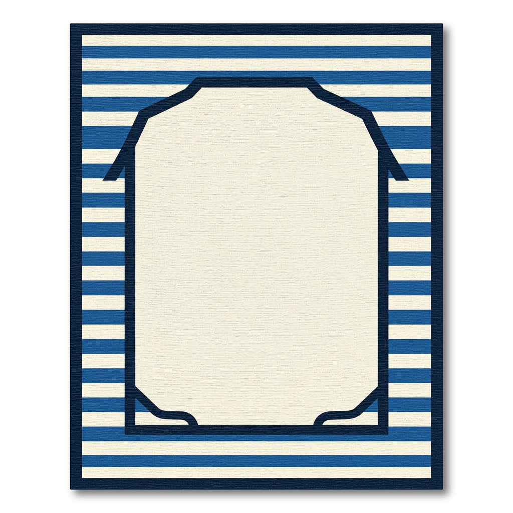 Nautical Blue White Stripe Frame Rug