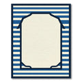 Nautical Blue White Stripe Frame Rug