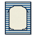 Nautical Blue White Stripe Frame Rug