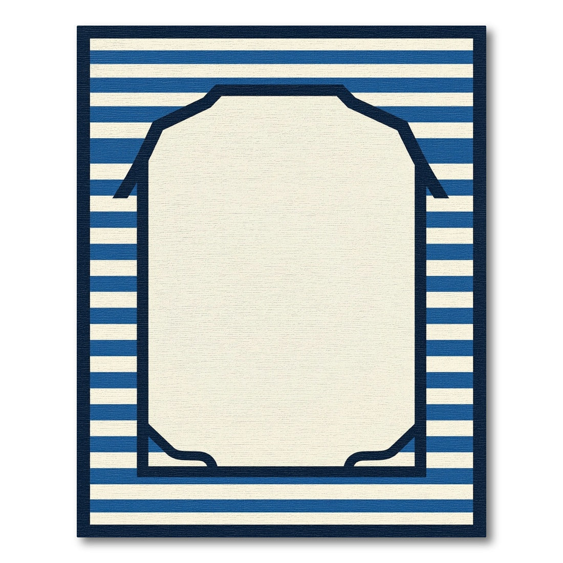 Nautical Blue White Stripe Frame Rug