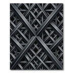 Contemporary Metallic Charcoal Intersecting Lattice Rug