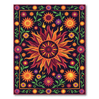 Vibrant Solar Flare Radiant Floral Tapestry Rug