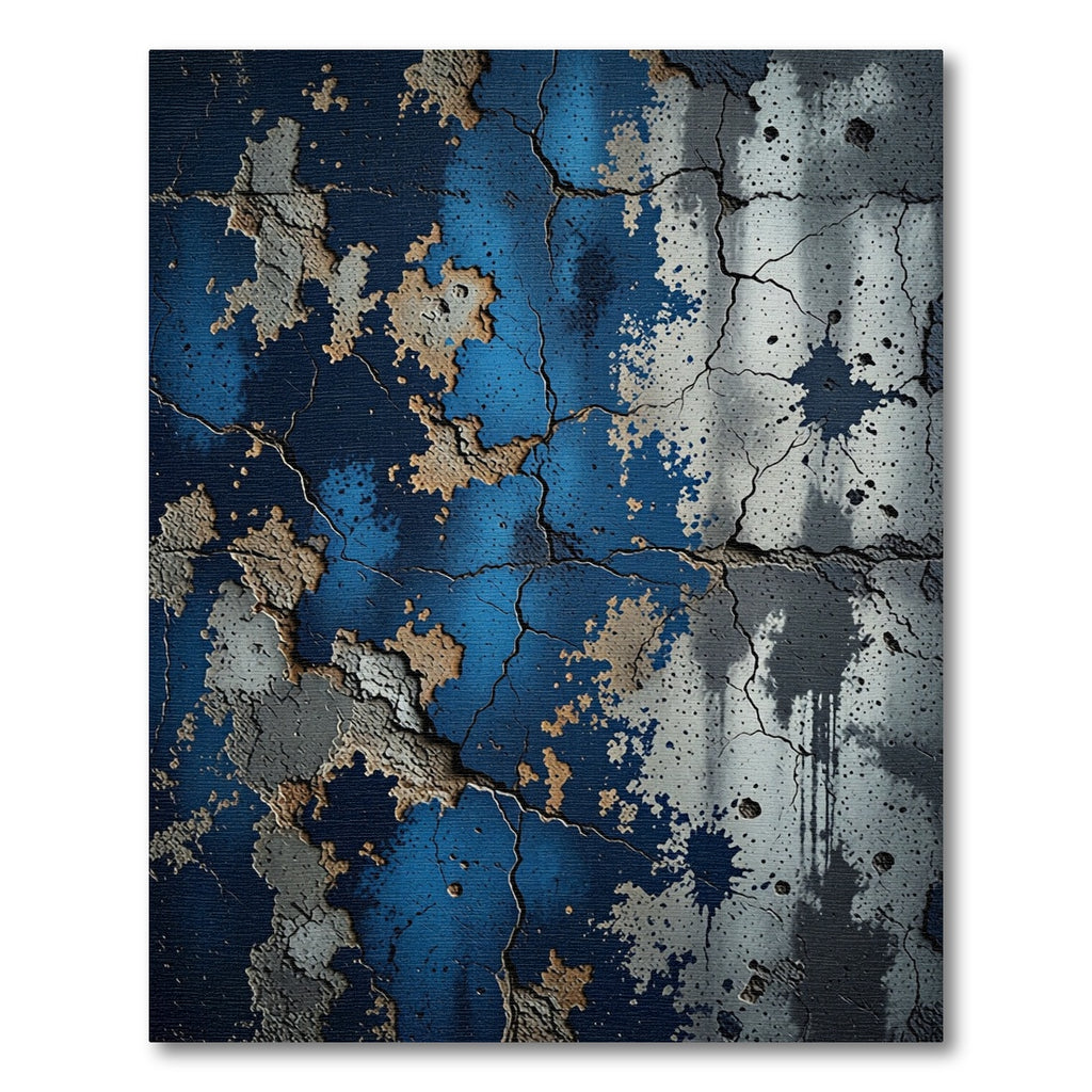 Cracked Blue And Brown Splatter Rug