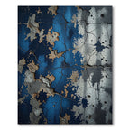 Cracked Blue And Brown Splatter Rug