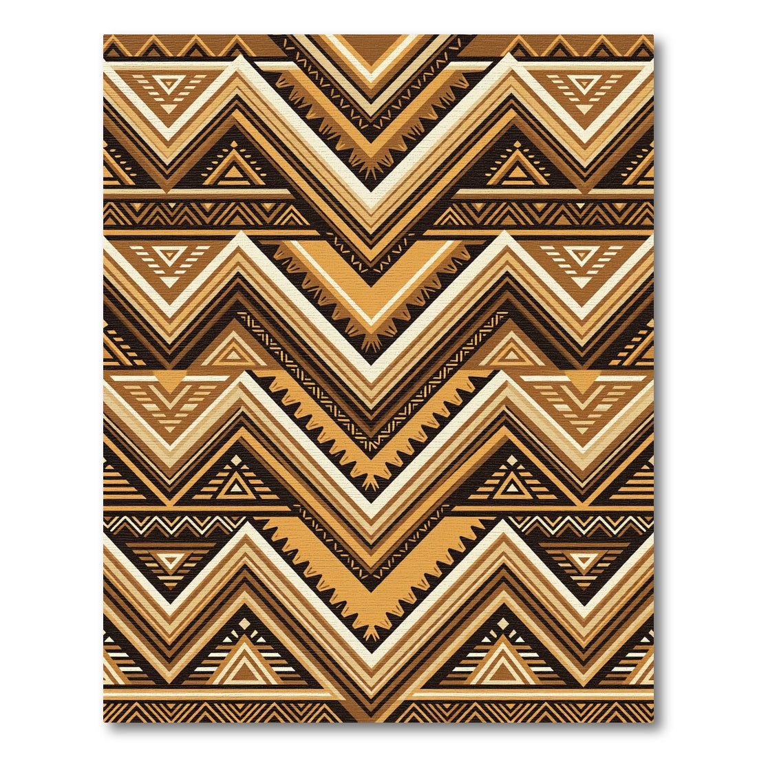 Earthy Brown Geometric Chevron Zigzag Rug