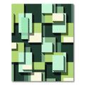 Abstract Green Tones Geometric Composition Rug