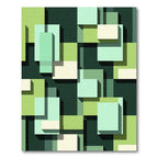 Abstract Green Tones Geometric Composition Rug