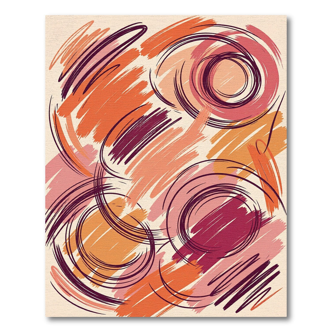Bold Abstract Swirls Orange Plum Rug