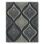 Sophisticated Charcoal Damask Floral Medallion Rug
