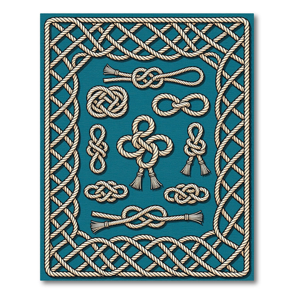 Nautical Knots Cream Border Rug