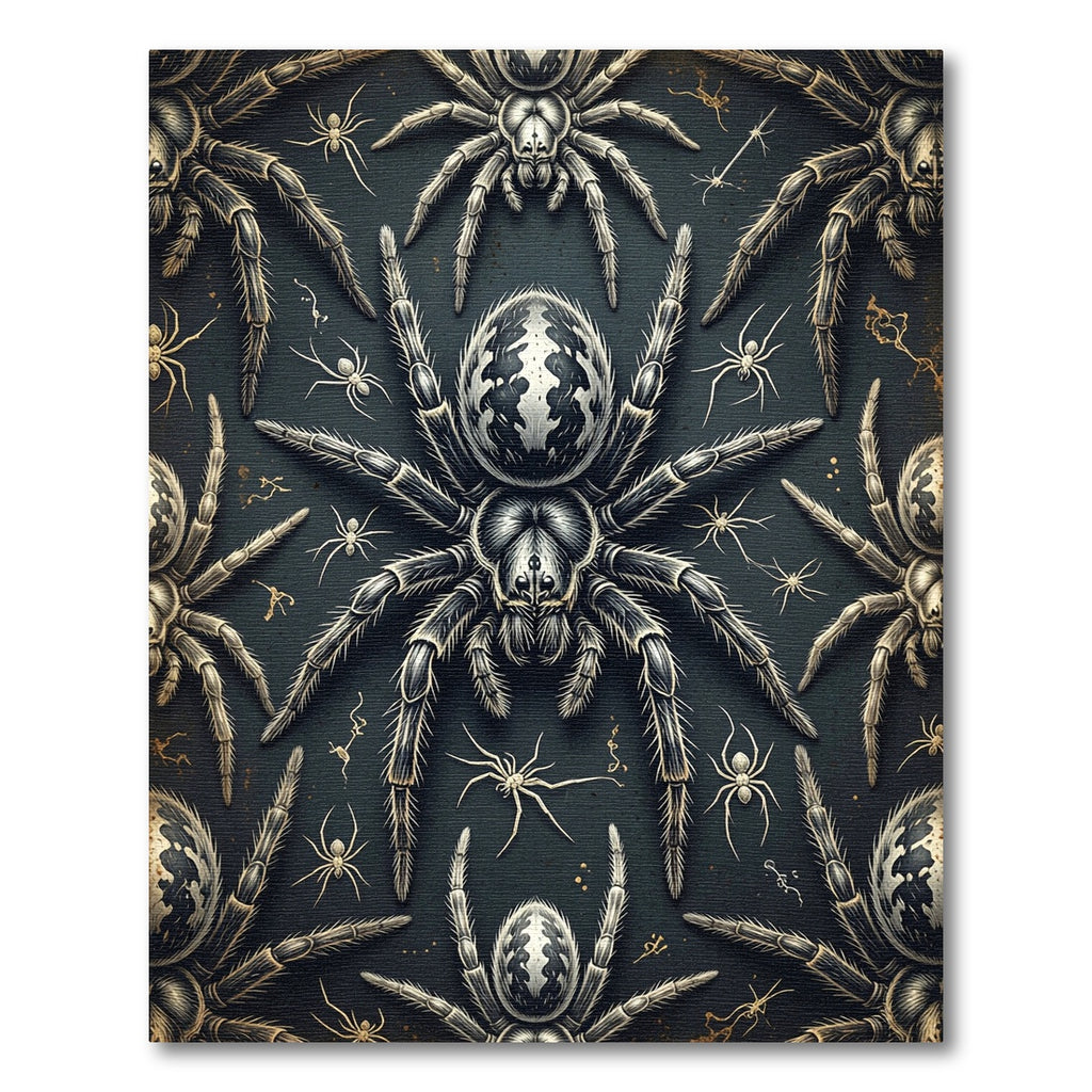 Gothic Monochrome Spider Nature Illustration Rug