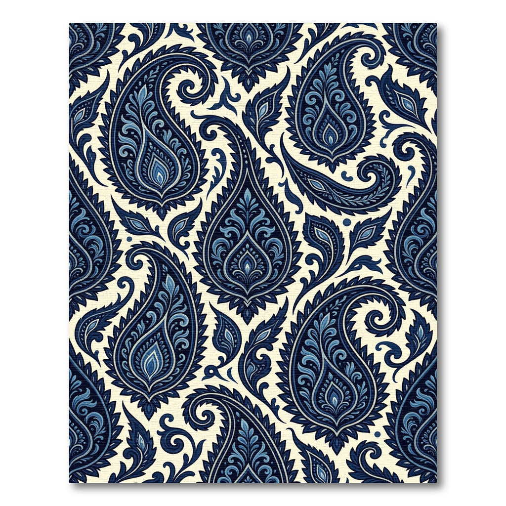 Intricate Midnight Blue Paisley Swirl Rug