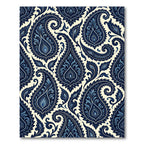 Intricate Midnight Blue Paisley Swirl Rug