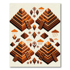 Geometric Amber Mesoamerican Ziggurat Terracotta Rug