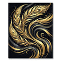 Elegant Gold Feather Swirl Art Rug