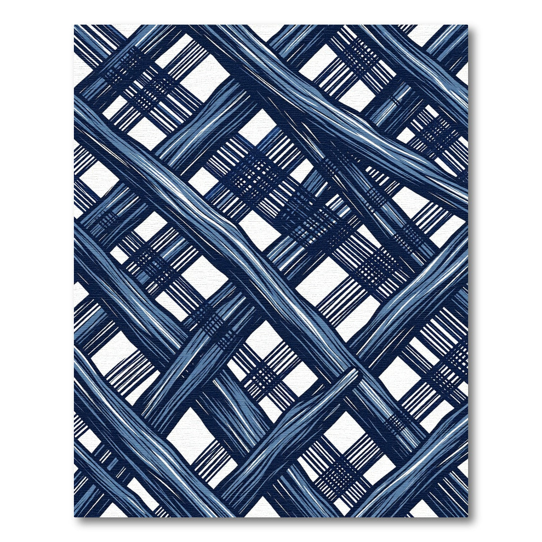 Navy Blue Intersecting Linear Grid Rug