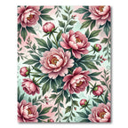 Elegant Blush Peony Botanical Floral Art Rug