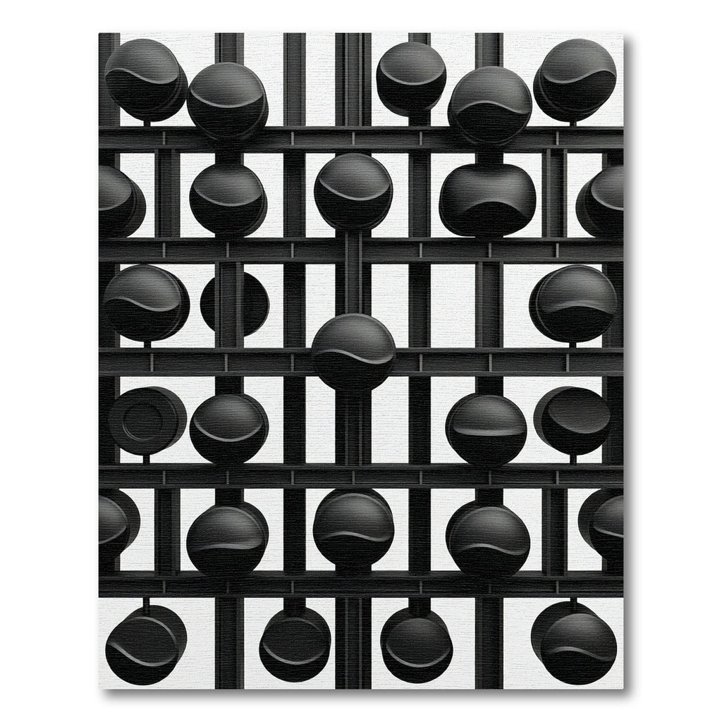 Monochromatic Black Sphere Grid Rug