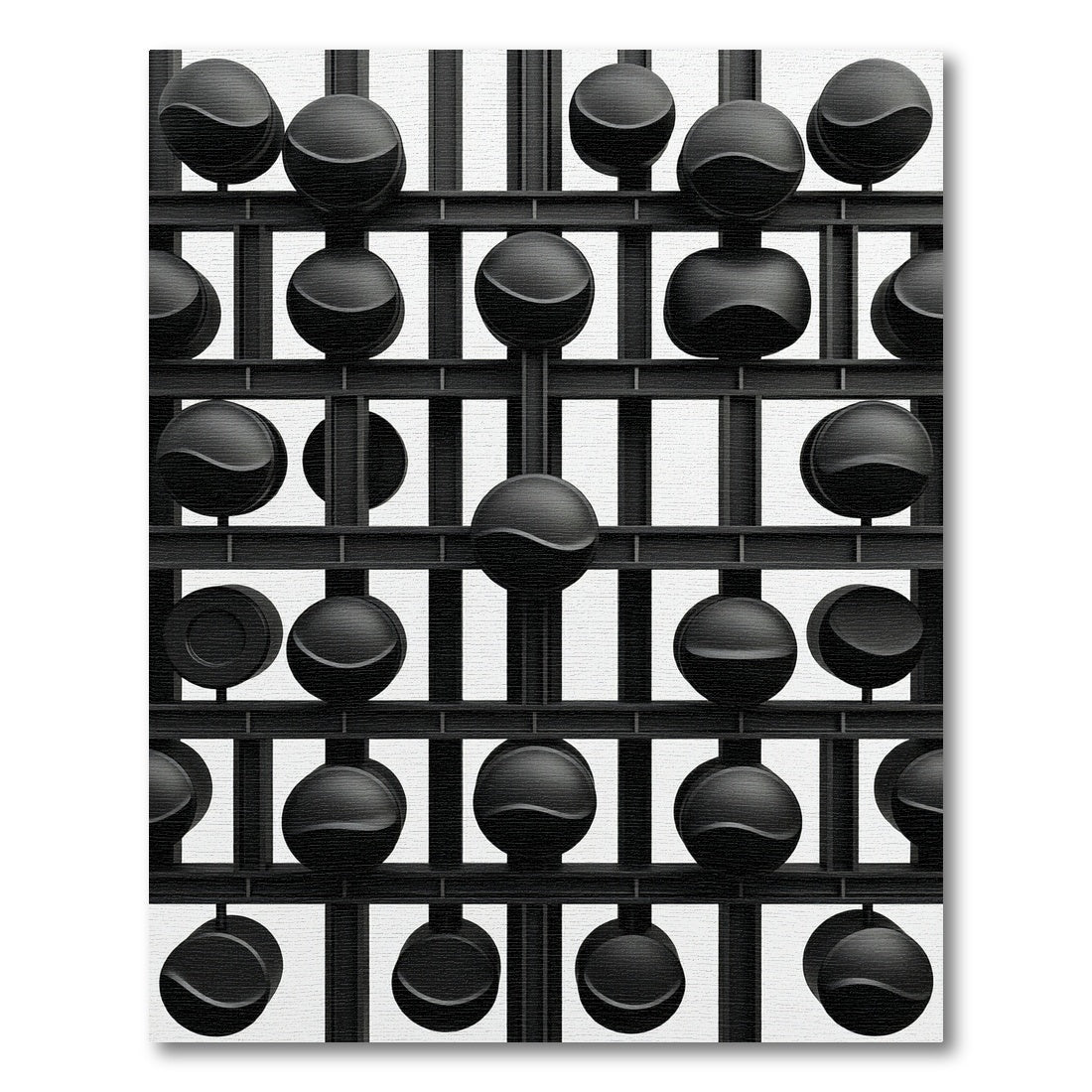 Monochromatic Black Sphere Grid Rug