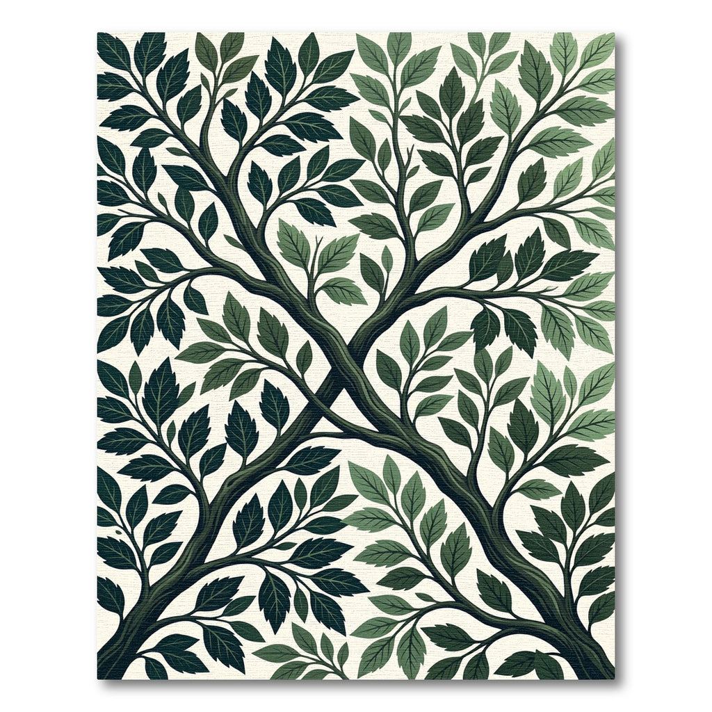 Dark Green Branch Leaf Tree Meadow Rug