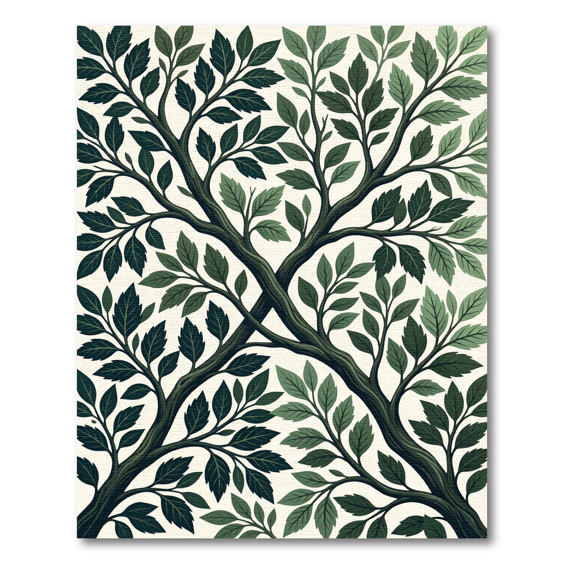 Dark Green Branch Leaf Tree Meadow Rug