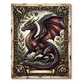 Dark Maroon Dragon Gilded Floral Art Rug