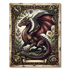 Dark Maroon Dragon Gilded Floral Art Rug