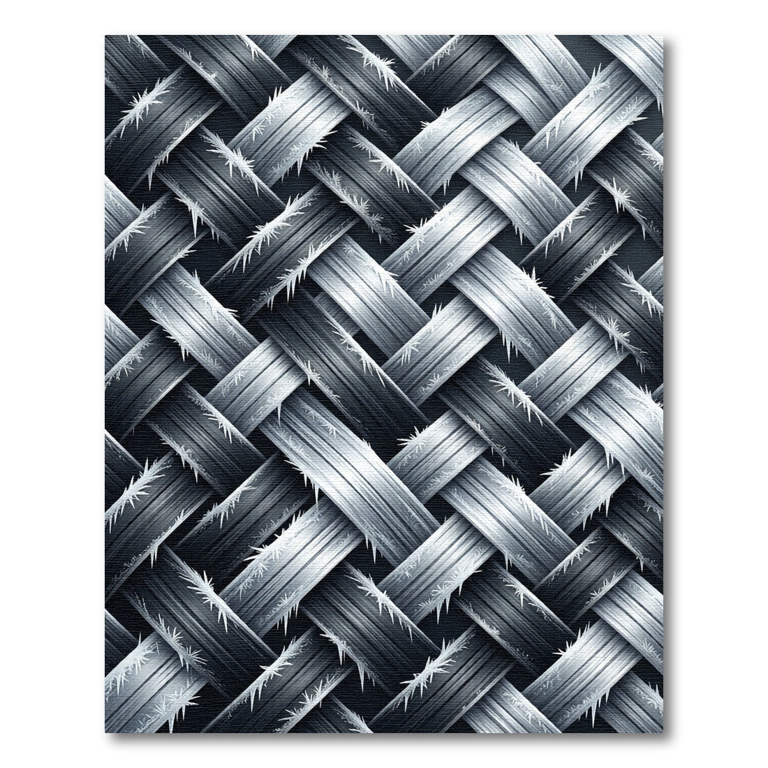 Monochrome Metallic Interwoven Diagonal Weave Rug