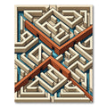Isometric Maze Geometric Burnt Orange Rug