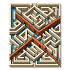 Isometric Maze Geometric Burnt Orange Rug