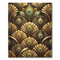 Art Deco Golden Peacock Feather Tile Rug
