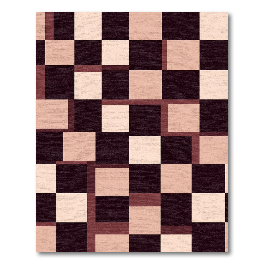 Geometric Checkerboard Rose Gold Squares Rug
