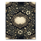 Elegant Gold Floral Baroque Frame Rug