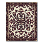Deep Plum Floral Medallion Border Rug