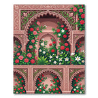 Pink Rose Arch Garden Scene Rug