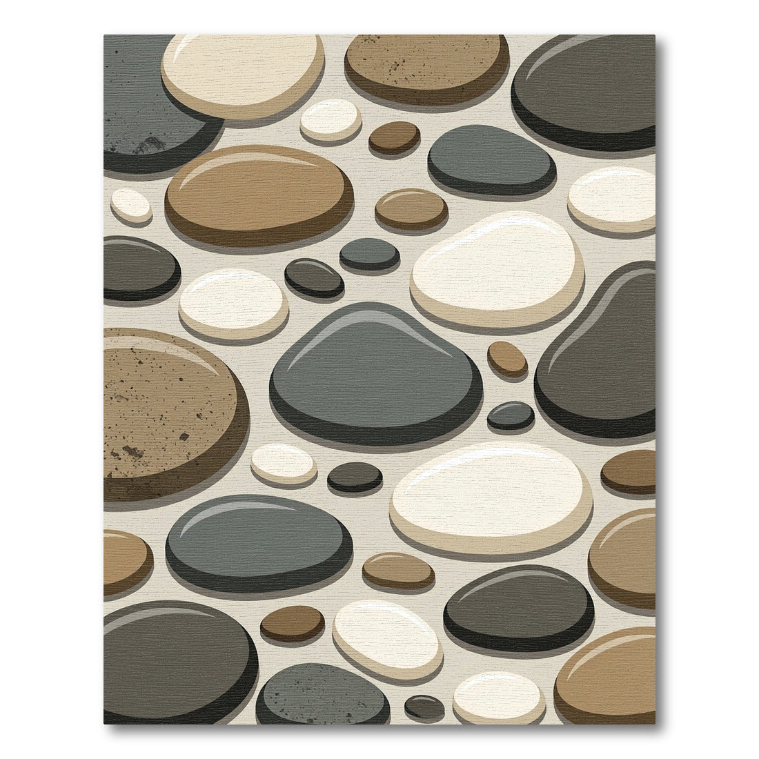 Natural Stone Pebbles Earthy Tones Rug