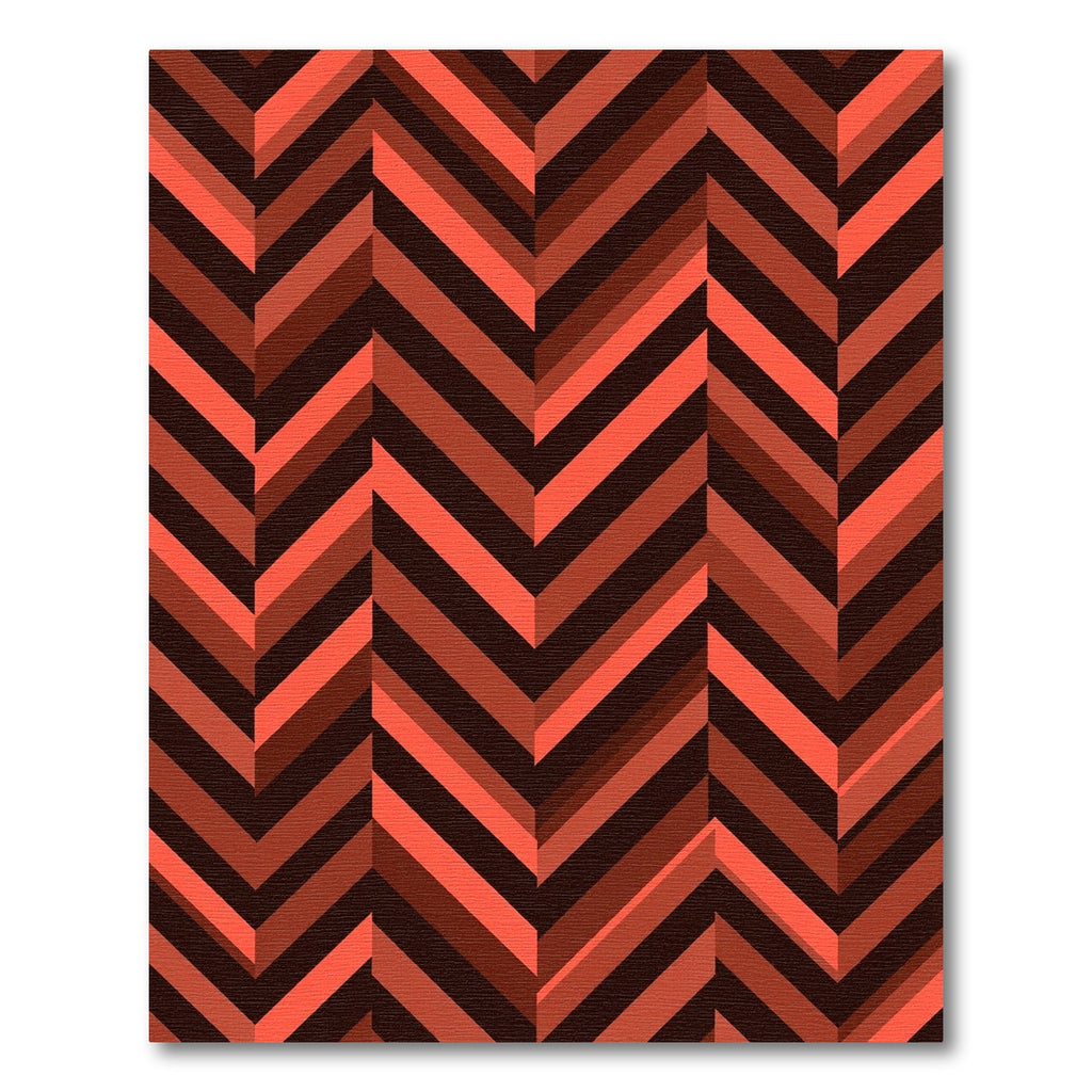 Coral Red Zigzag Chevron Rug