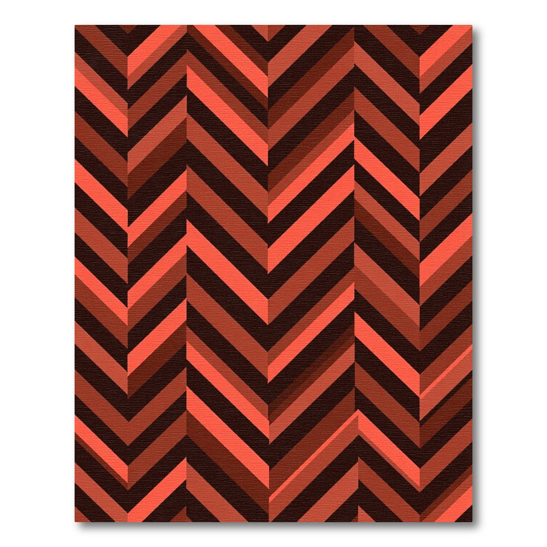 Coral Red Zigzag Chevron Rug