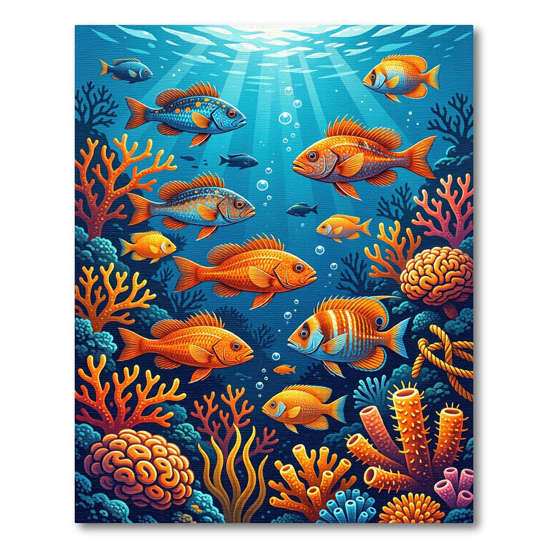 Vibrant Undersea Coral Reef Tropical Fish Rug