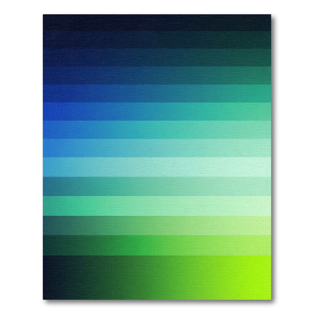 Lush Ombre Teal and Lime Striped Rug
