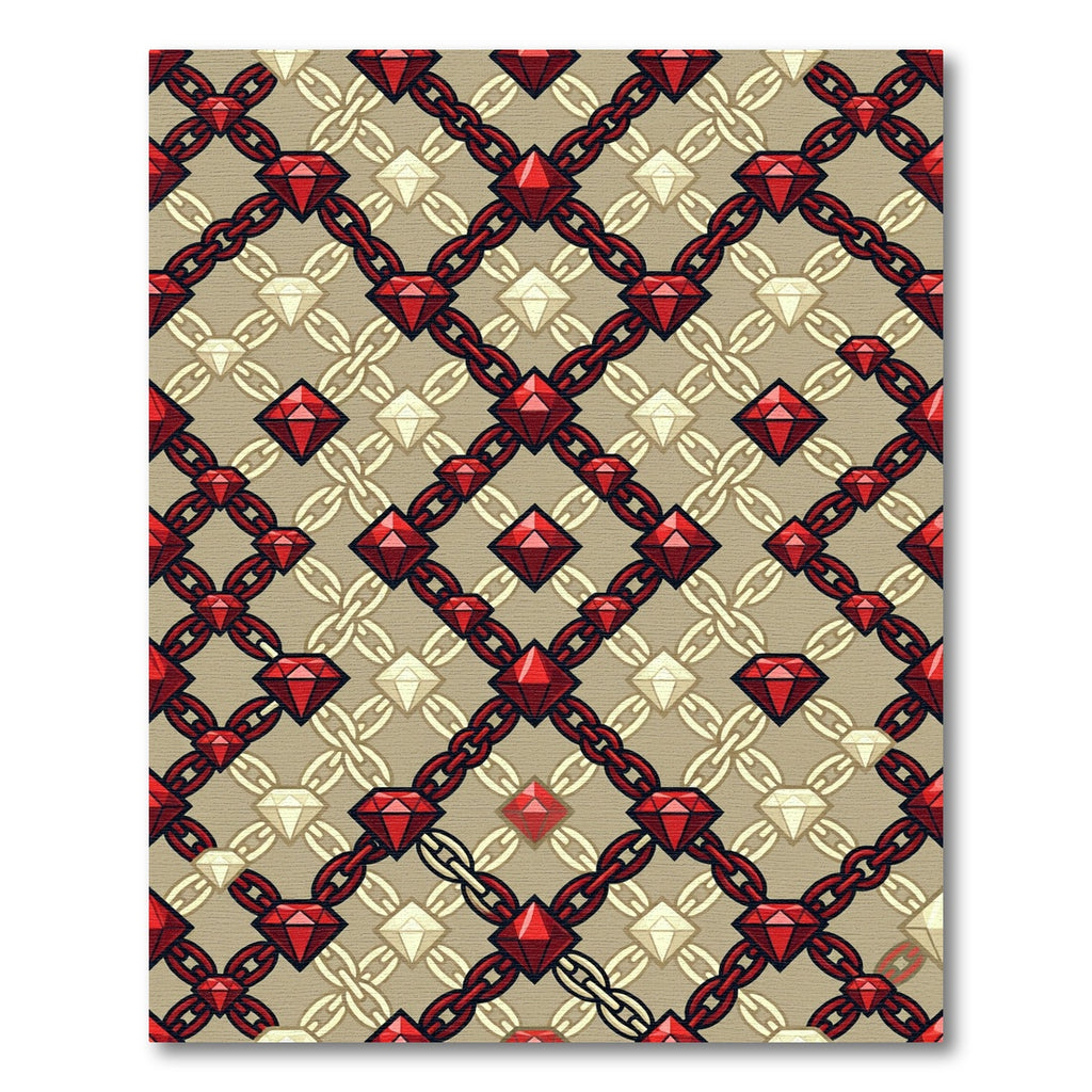 Red Diamond Chain Geometric Rug