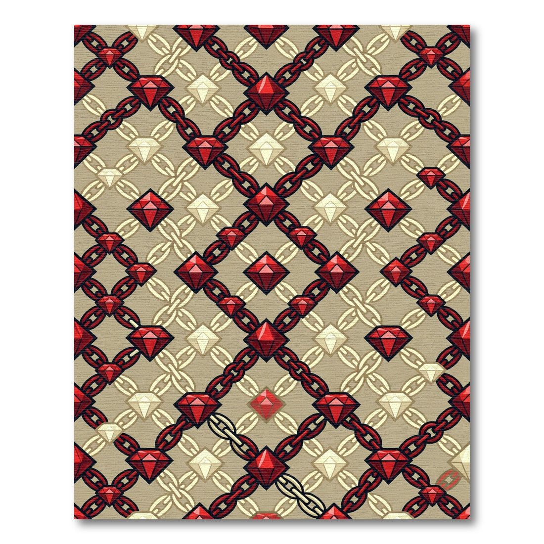 Red Diamond Chain Geometric Rug