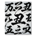 Monochromatic Black Brushstroke Ink Calligraphy Rug