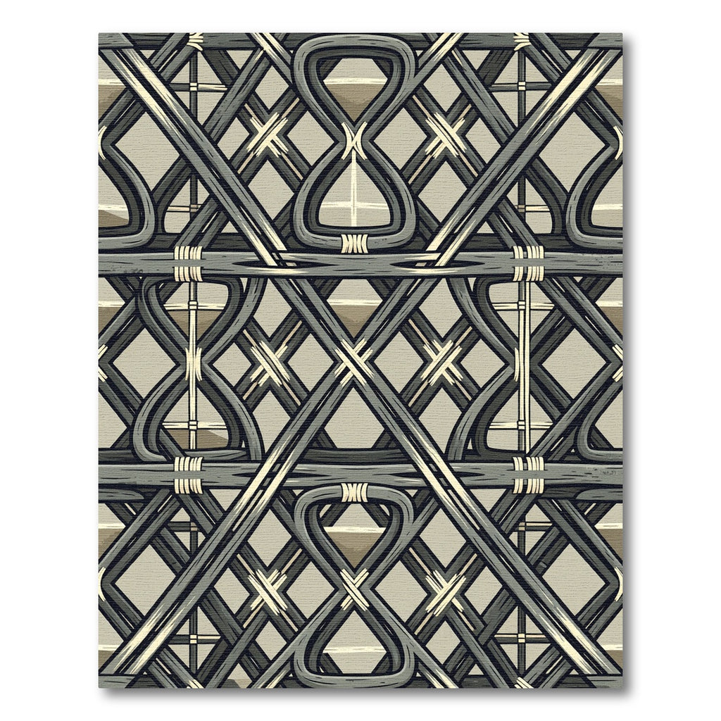 Grey Intertwined Lattice Geometric Rug