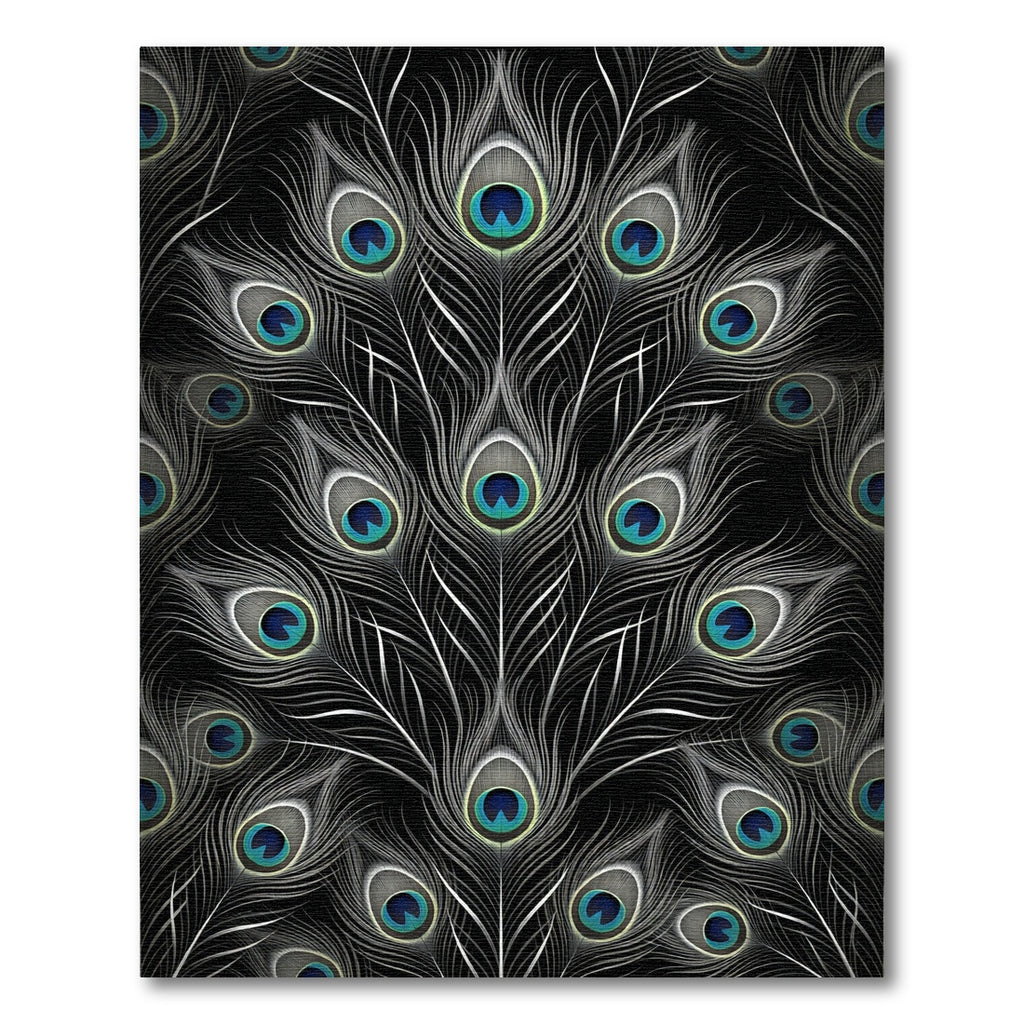 Black Peacock Feather Eye Pattern Rug