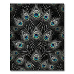 Black Peacock Feather Eye Pattern Rug