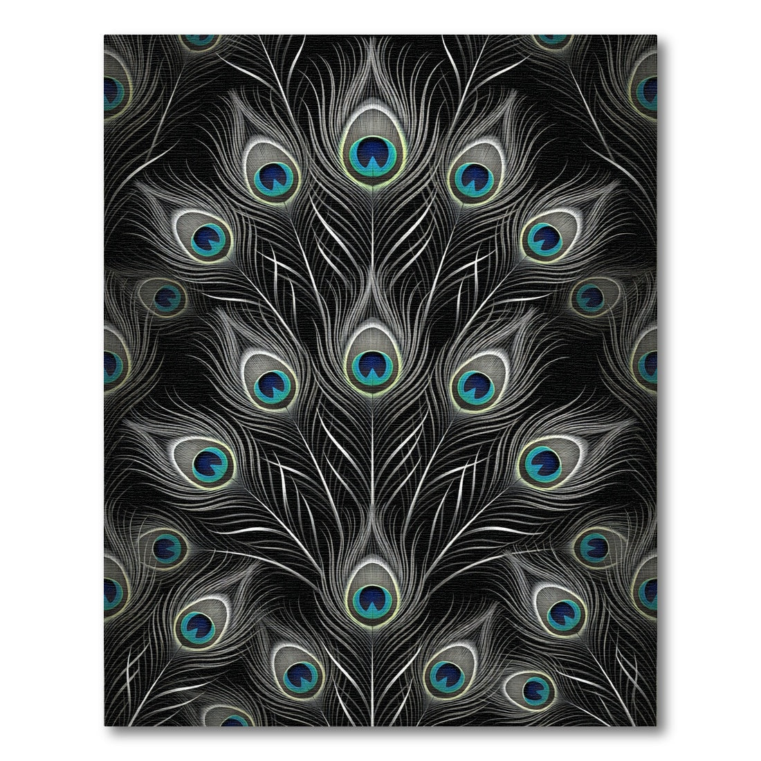 Black Peacock Feather Eye Pattern Rug