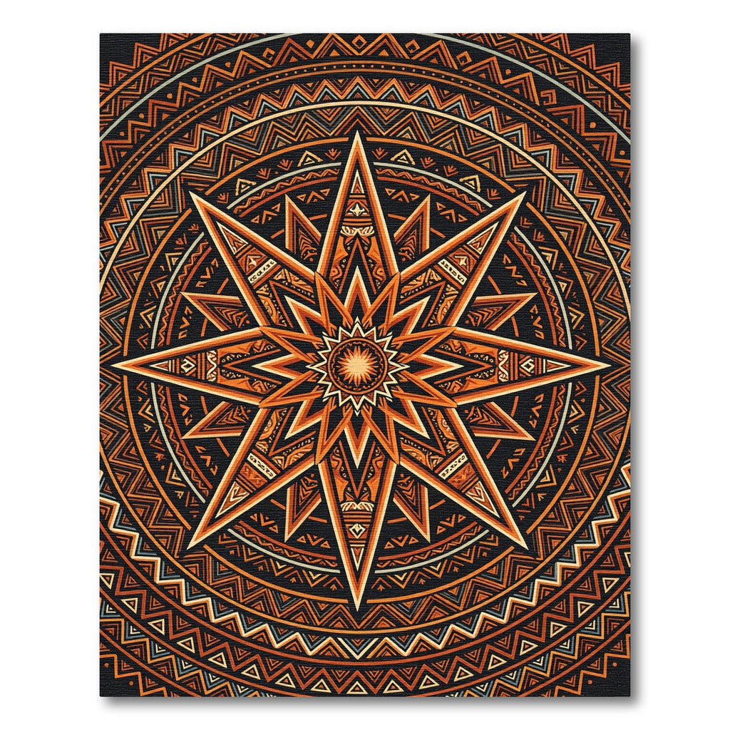 Radiant Orange Celestial Geometric Star Rug