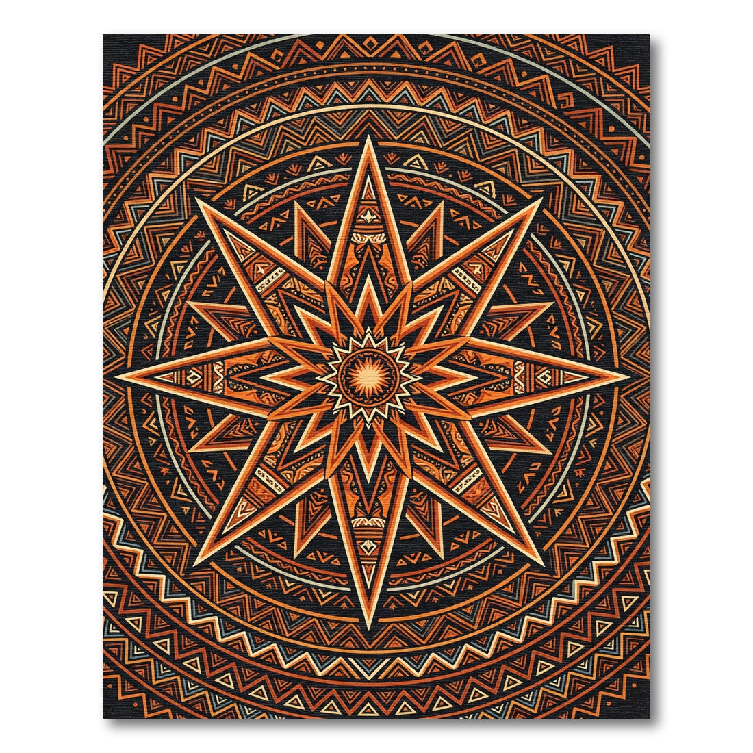 Radiant Orange Celestial Geometric Star Rug